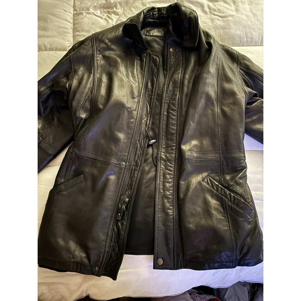 Georgetown Leather Design VTG 90s Black Mens Jacket Genuine Leather Coat M - Picture 5 of 15